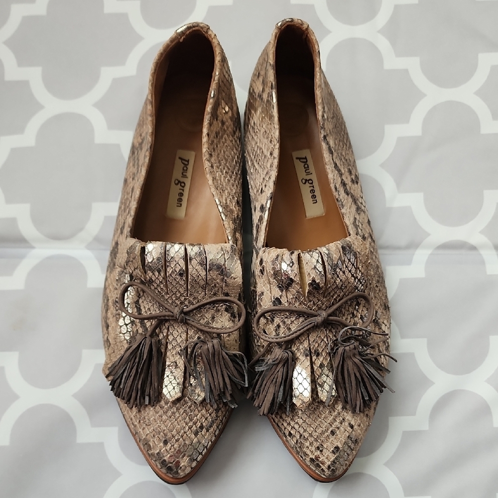 Paul Green Snakeskin Tassel Loafers